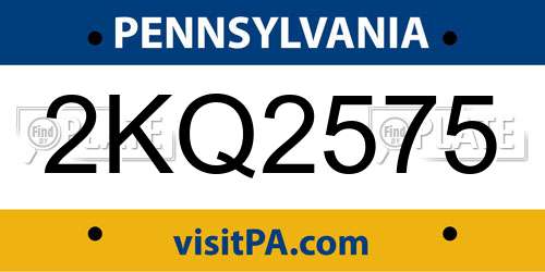 2KQ2575 Pennsylvania License Plate