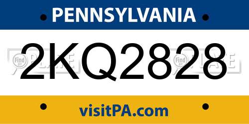 2KQ2828 Pennsylvania License Plate