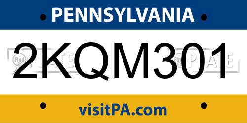2KQM301 Pennsylvania License Plate