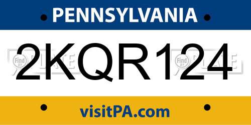 2KQR124 Pennsylvania License Plate