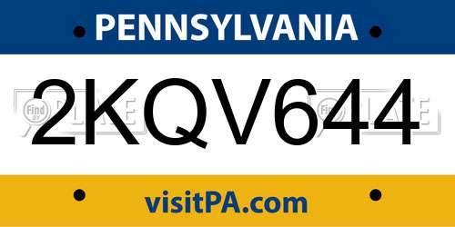 2KQV644 Pennsylvania License Plate