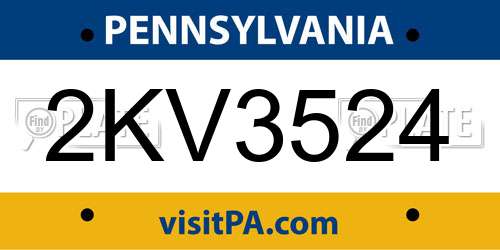 2KV3524 Pennsylvania License Plate
