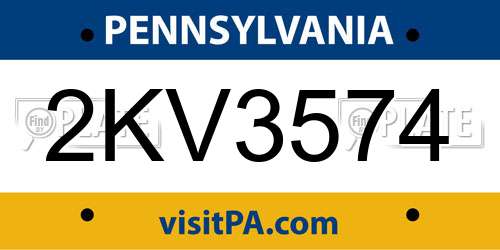 2KV3574 Pennsylvania License Plate