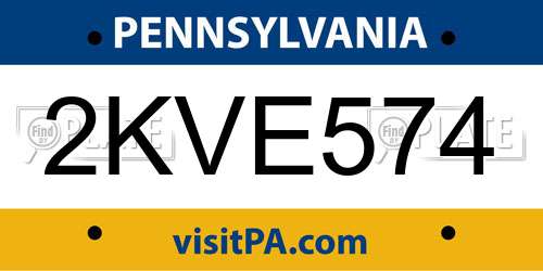 2KVE574 Pennsylvania License Plate