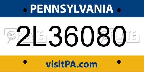 2L36080 Pennsylvania License Plate
