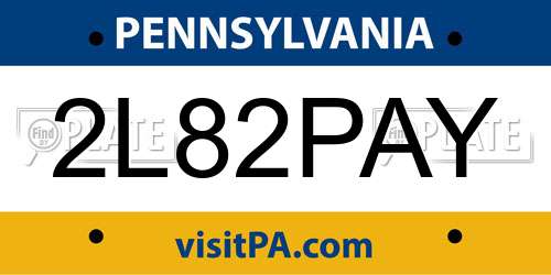2L82PAY Pennsylvania License Plate