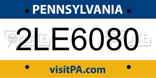 2LE6080 Pennsylvania License Plate