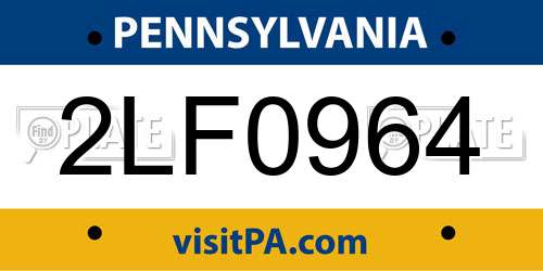 2LF0964 Pennsylvania License Plate