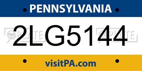 2LG5144 Pennsylvania License Plate