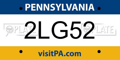 2LG52 Pennsylvania License Plate