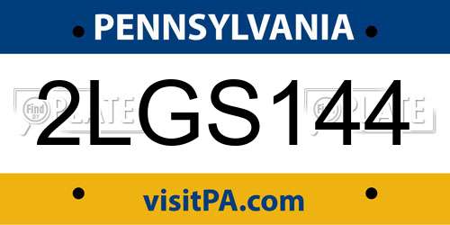 2LGS144 Pennsylvania License Plate