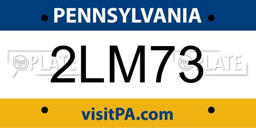 2LM73 Pennsylvania License Plate