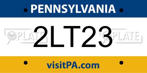 2LT23 Pennsylvania License Plate