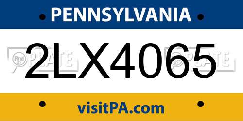 2LX4065 Pennsylvania License Plate