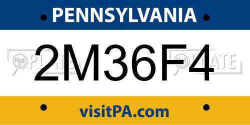 2M36F4 Pennsylvania License Plate