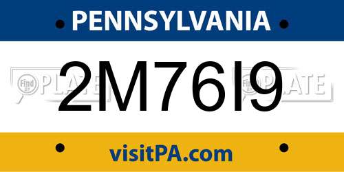 2M76I9 Pennsylvania License Plate