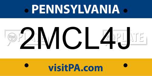 2MCL4J Pennsylvania License Plate