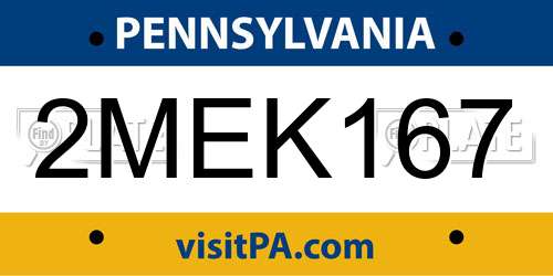 2MEK167 Pennsylvania License Plate