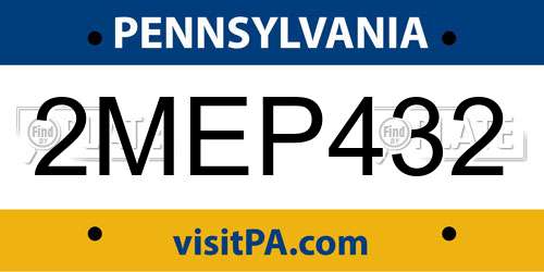 2MEP432 Pennsylvania License Plate