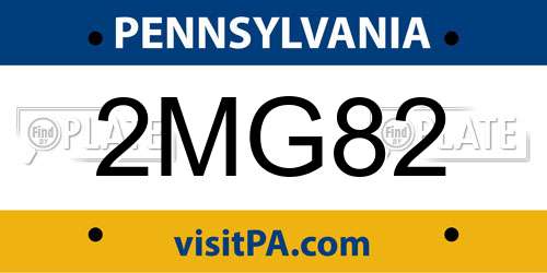 2MG82 Pennsylvania License Plate