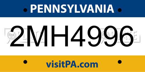 2MH4996 Pennsylvania License Plate