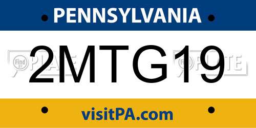 2MTG19 Pennsylvania License Plate