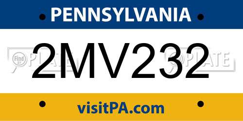2MV232 Pennsylvania License Plate