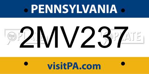 2MV237 Pennsylvania License Plate