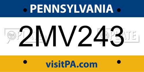 2MV243 Pennsylvania License Plate