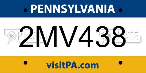 2MV438 Pennsylvania License Plate