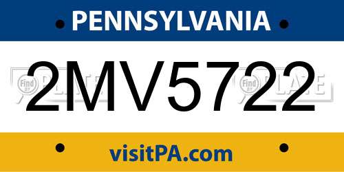 2MV5722 Pennsylvania License Plate