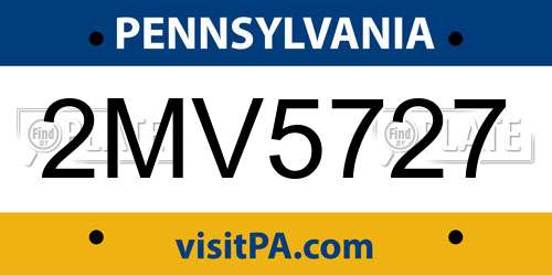 2MV5727 Pennsylvania License Plate