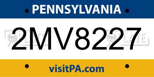 2MV8227 Pennsylvania License Plate