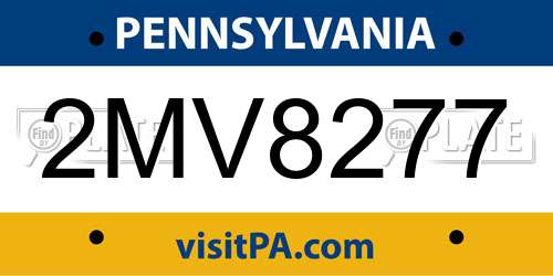 2MV8277 Pennsylvania License Plate