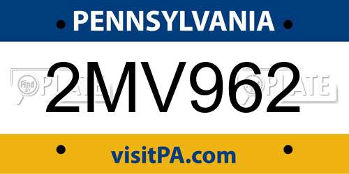 2MV962 Pennsylvania License Plate