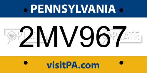 2MV967 Pennsylvania License Plate