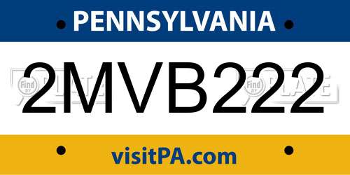2MVB222 Pennsylvania License Plate