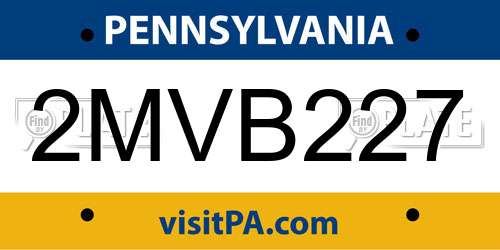 2MVB227 Pennsylvania License Plate