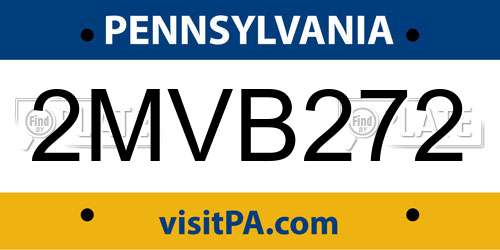 2MVB272 Pennsylvania License Plate