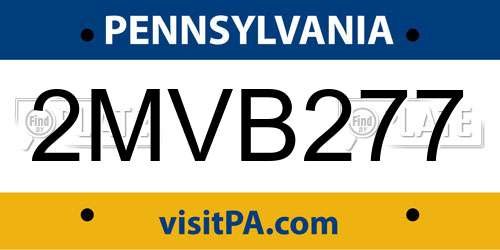 2MVB277 Pennsylvania License Plate