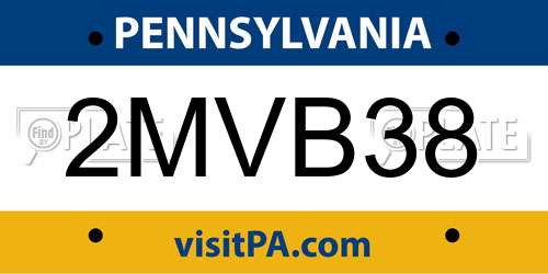2MVB38 Pennsylvania License Plate