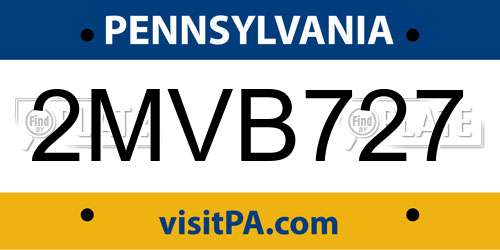 2MVB727 Pennsylvania License Plate
