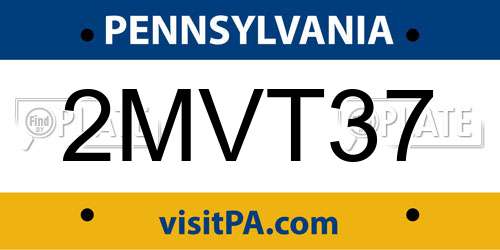 2MVT37 Pennsylvania License Plate