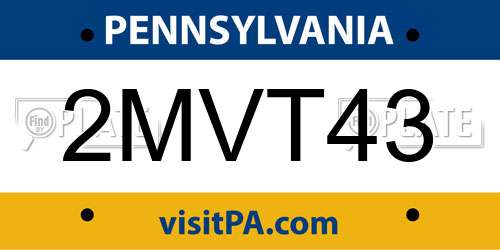 2MVT43 Pennsylvania License Plate