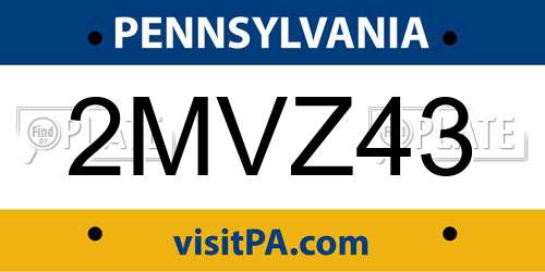 2MVZ43 Pennsylvania License Plate