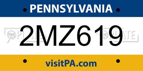 2MZ619 Pennsylvania License Plate
