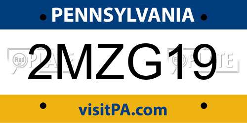 2MZG19 Pennsylvania License Plate