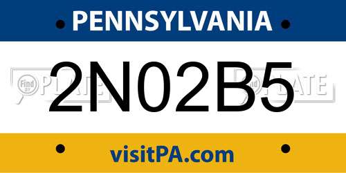 2N02B5 Pennsylvania License Plate