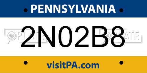 2N02B8 Pennsylvania License Plate