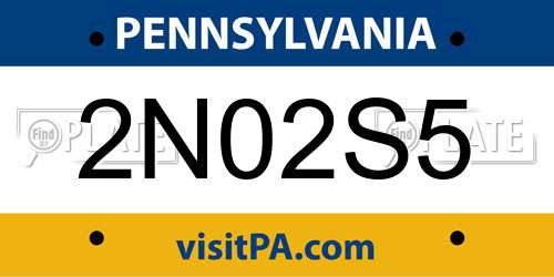 2N02S5 Pennsylvania License Plate